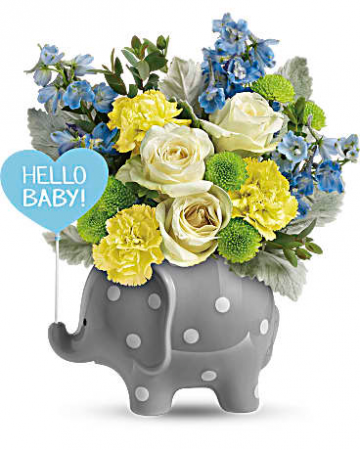Hello Baby Boy! Fresh arrangement 