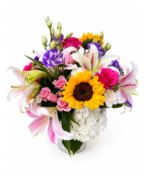 Hello BEAUTIFUL  white vase fresh mixed flowers 