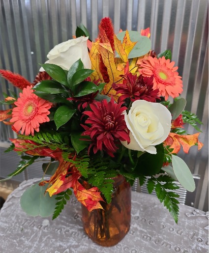 Hello Fall Bouquet Colored Vase