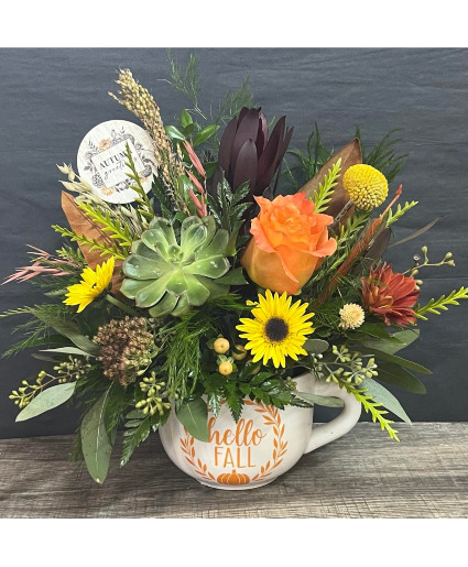 Hello Fall Mug Arrangement