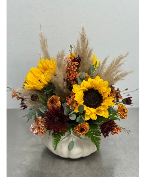 Hey There Pumpkin Fresh Floral in Ceramic Pumpkin Container