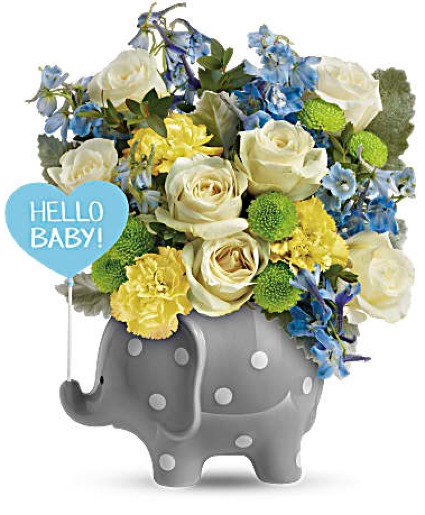 Hello Sweet Baby - Blue assorted flowers