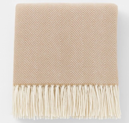 Herringbone Throw Blanket Camel 