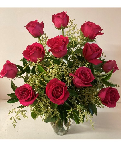 Hot Pink Roses vase