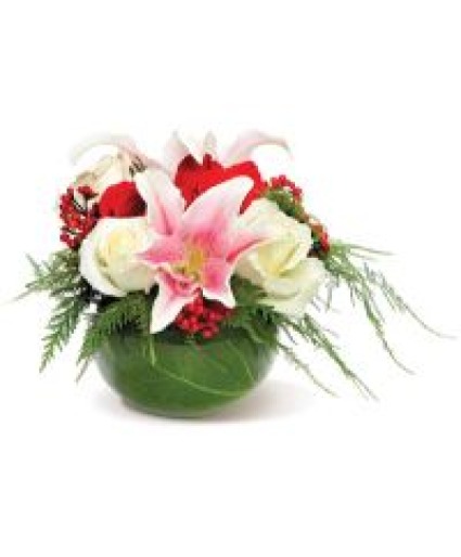 Holiday Bubble Bowl Centerpiece Vase Arrangement