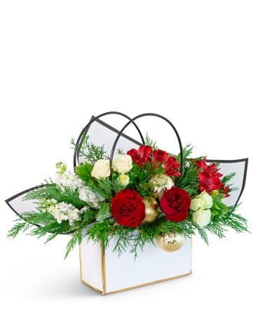 Holiday Cheer Tote Flower Arrangement in Saint Ignace, MI | ST. IGNACE IN BLOOM