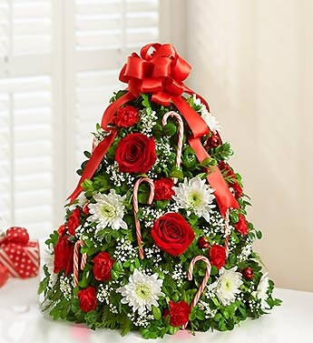 Holiday Flower Tree Tabletop Tree Approximately 21"H x 13"L