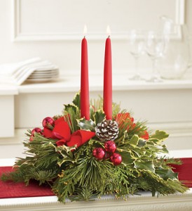 Holiday greens centerpiece  Christmas 