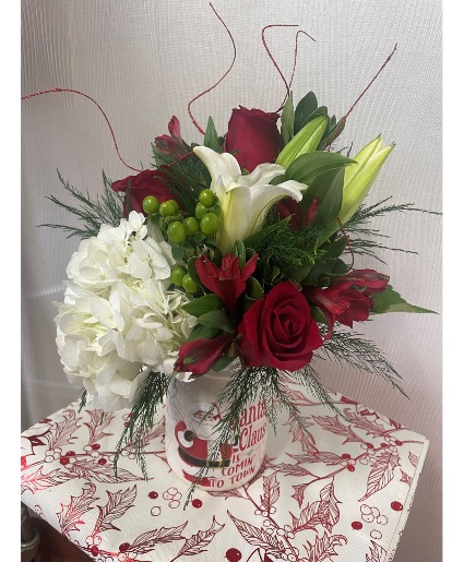 Holiday Mason Jar Novelty Jar with Fresh Flowers