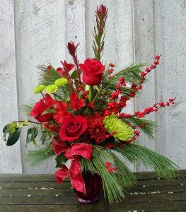 Holiday Roses  Fresh Flowers in a vase 