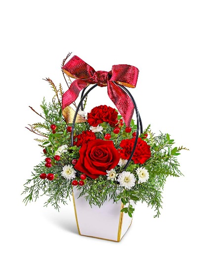 Holly Hugs Tote Flower Arrangement