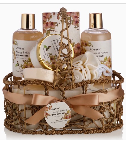 Home Spa Gift Basket Honey & Almond Scent, Bath & body 
