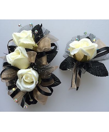 Homecoming Wristlet and Buotonniere Call our shop directly to order