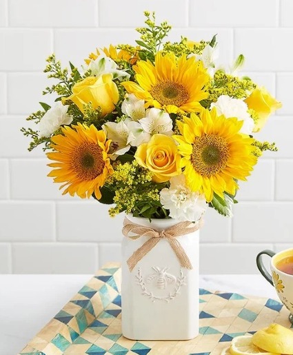 Honey Bee Buzz for Summer Yellow and white