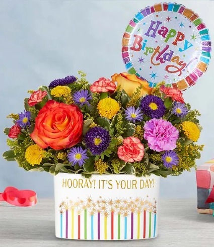 Hooray! It's Your Day!™ Bouquet With Balloon Birthday