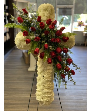 Peace & Prayers Red and White Cross Sympathy