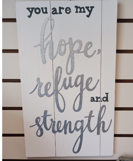 Hope Refuge Strength  Wood Wall Plaque