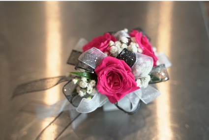 Hot Pink, Black & Silver Wristlet
