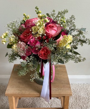 Hot Pink Bouquet  Hand tied Bouquet w/ribbons