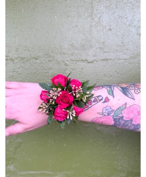 Hot Pink Spray Rose Corsage 