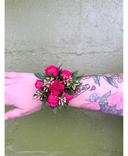 Hot Pink Spray Rose Corsage 