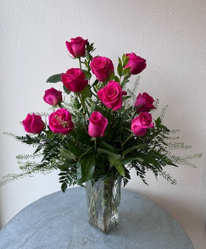 HOT Pink Dozen Roses 
