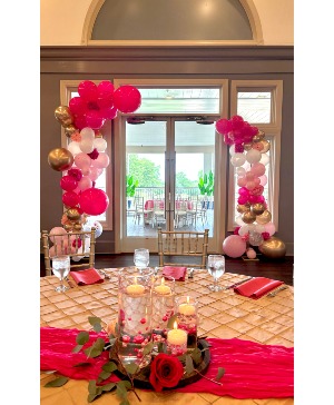 Hot Pink Glass Floral Centerpieces with Candles  Centerpiece 