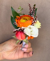 Hot Pink & Orange Boutonniere  
