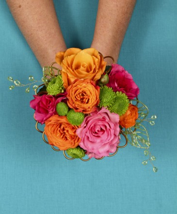 HOT PINK & ORANGE Handheld Bouquet in Albany, NY | Ambiance Florals & Events