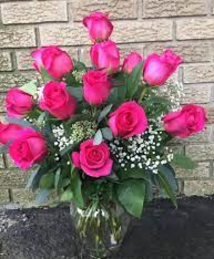  Dozen Hot Pink Roses 