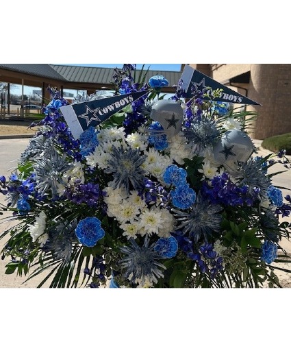 Dallas Cowboy Themed White & Blue Casket Spray