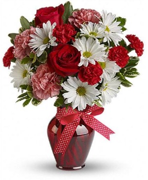 Hugs and kisses fresh floral arrangement