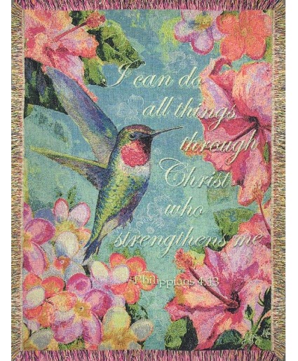 Hummingbird Hibiscus Tapestry Throw 