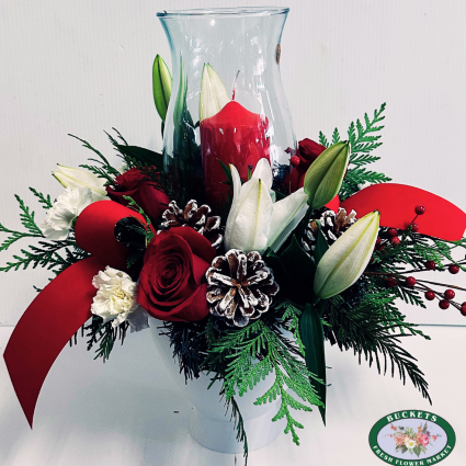 Hurricane christmas Vase Arrangement