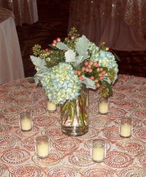 Hydrangea and berries centerpiece