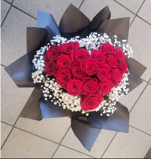 I Heart U with BB Heart Shaped Wrapped Bouquet