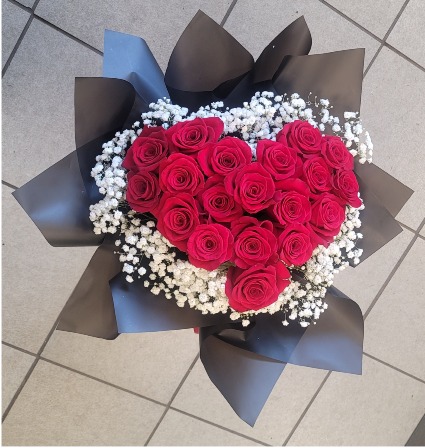 I Heart U with BB Heart Shaped Wrapped Bouquet