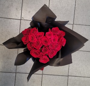 I Heart You! Heart Shaped Wrapped Bouquet