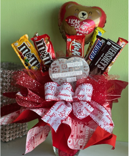 I Love You Beary Much Candy Bouquet Valentine Arrangement