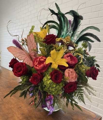 I love you Mardi Gras Vase Arrangement