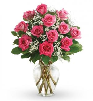 I Pink You  Dozen Pink Roses in a Vase THE SHADE OF PINK MAYBE SLIGHTLY DIFFERENT