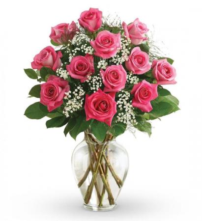 I Pink You  Dozen Pink Roses in a Vase THE SHADE OF PINK MAYBE SLIGHTLY DIFFERENT