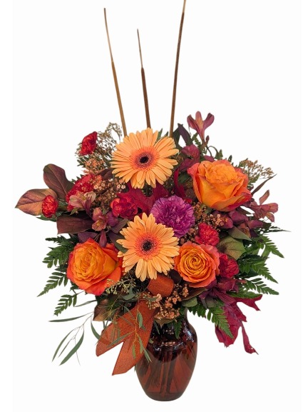 Autumn Embers Colored Vase Arrangement