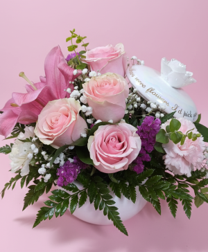 If Mothers Were Flowers I'd Pick You Ceramic Dish and Fresh Flower 