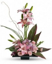  Pink lilies & Orchids or Callas Bqt.  