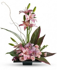  Pink lilies & Orchids or Callas Bqt.  
