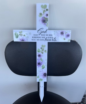 "in His Keeping" Solar Cross Stake Garden Stake