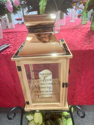 In Loving Memory  Copper top lantern