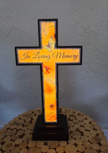 In Loving Memory Lighted Cross 