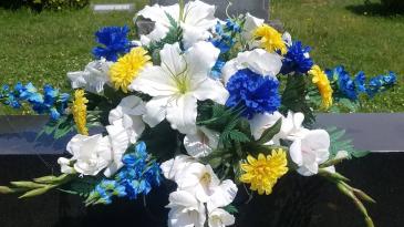 In Loving Memory Permanent Botanical Headstone Spray in Presque Isle, ME | COOK FLORIST, INC.